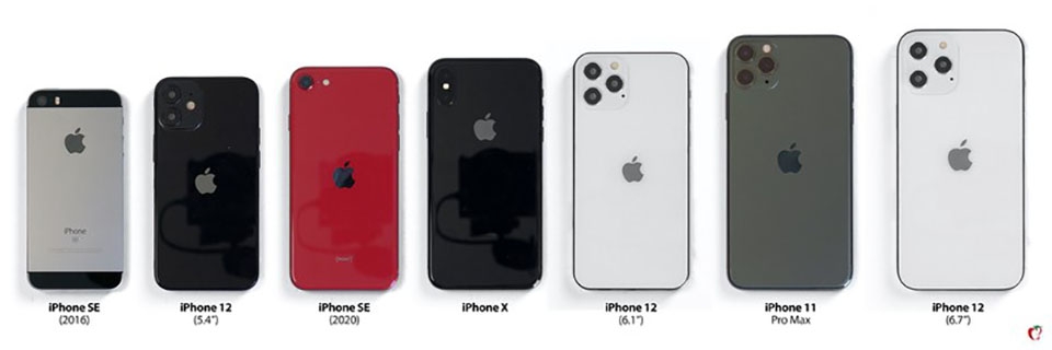 Kích thước iPhone 12 nhỏ hơn iPhone SE 2020
