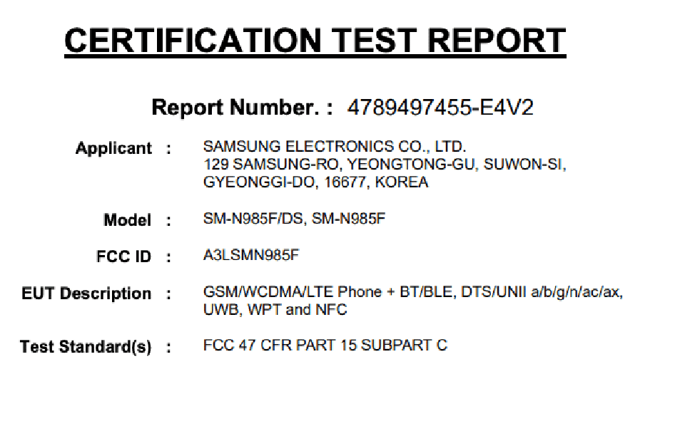 Galaxy Note 20+ đạt chứng nhận FCC (ảnh 4) Galaxy Note 20+ đạt chứng nhận FCC (ảnh 4)