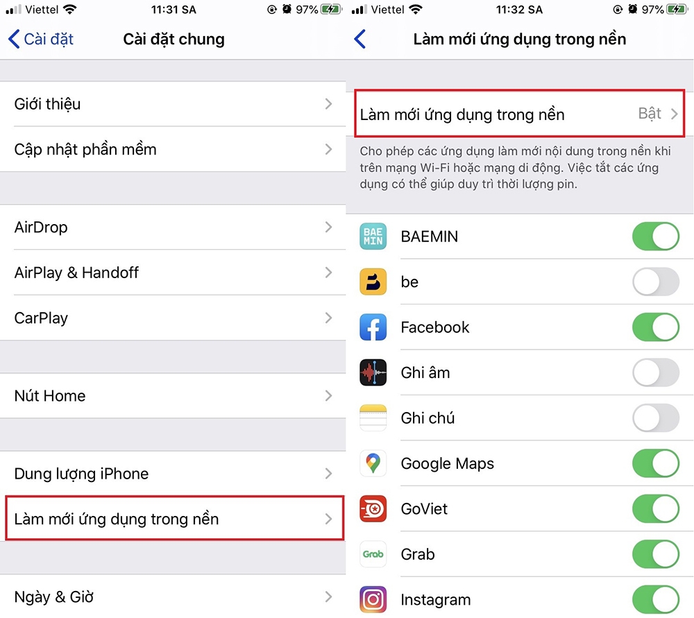 Làm mới ứng dụng trong nền là gì? Liệu có gây hao pin cho iPhone? 2