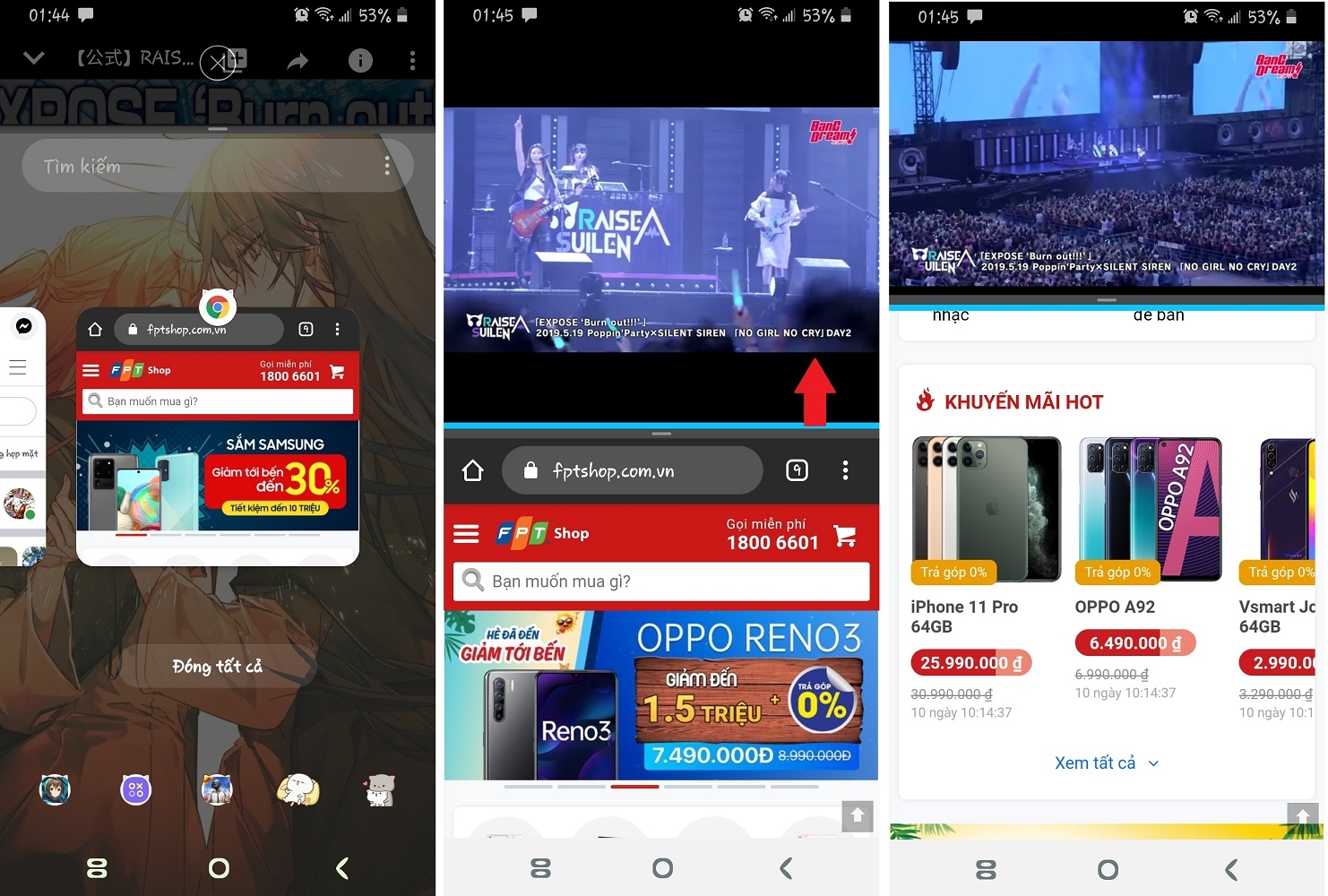 chia đôi màn hình samsung