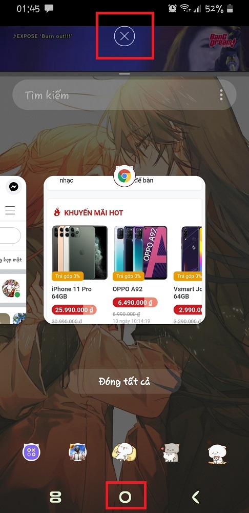 chia đôi màn hình samsung