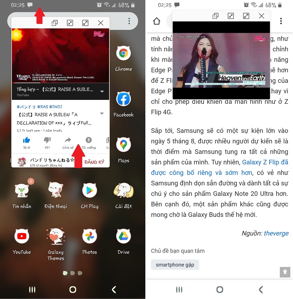 chế độ pop up samsung