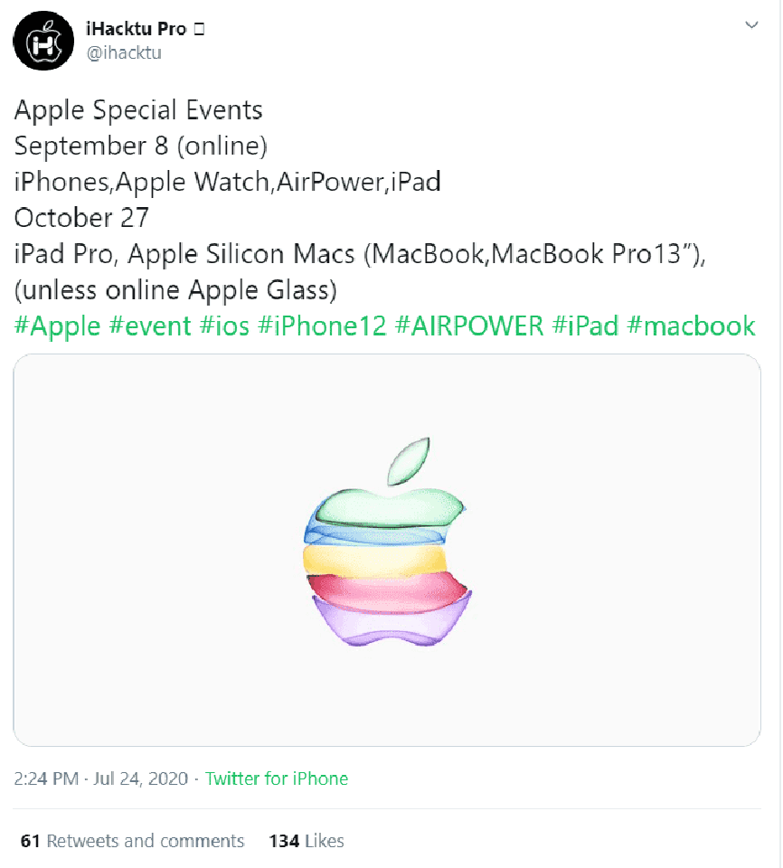 iPhone 12 series có thể ra mắt vào ngày 8 tháng 9