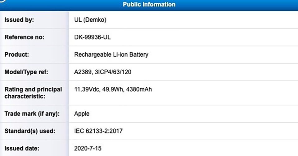 Pin MacBook Air mới vừa đạt chứng nhận (ảnh 1)