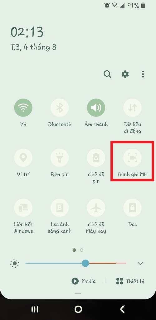trình ghi màn hình samsung