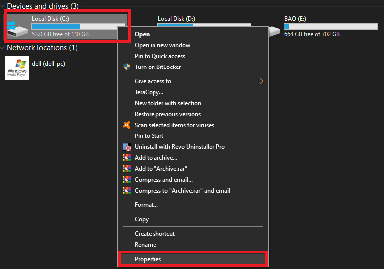 giải phóng ổ đĩa C Windows 10