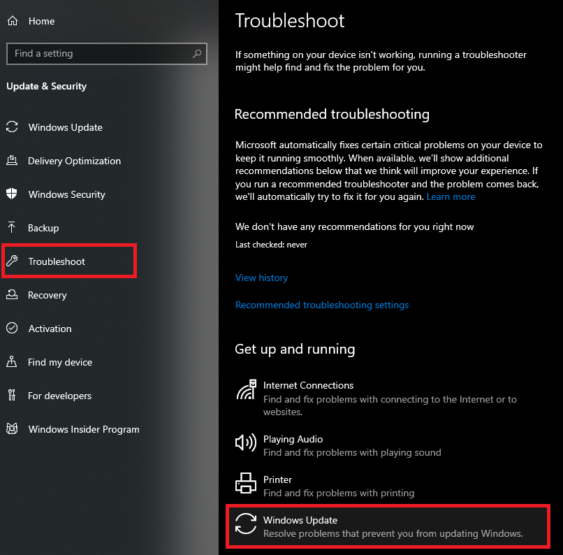 windows 10 không update được