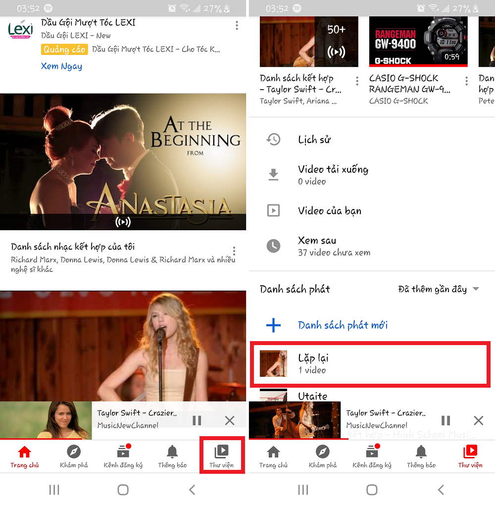 vòng lặp youtube điện thoại