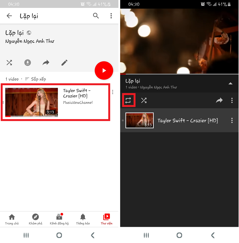 vòng lặp youtube điện thoại