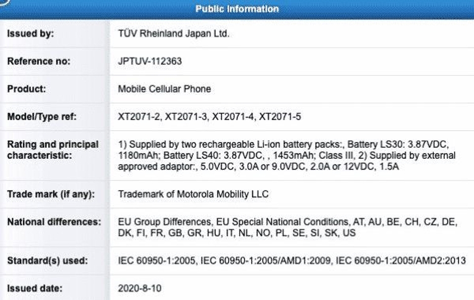 Motorola RAZR 2020 sẽ có pin 2,633 mAh (ảnh 1) Motorola RAZR 2020 sẽ có pin 2,633 mAh (ảnh 1)