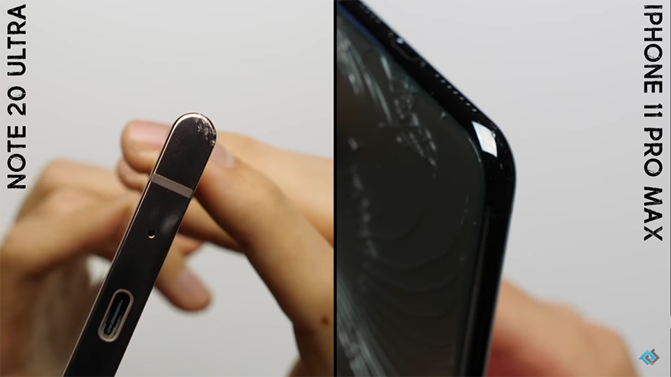 Drop test Galaxy Note 20 Ultra và iPhone 11 Pro Max (ảnh 3) Drop test Galaxy Note 20 Ultra và iPhone 11 Pro Max (ảnh 3)