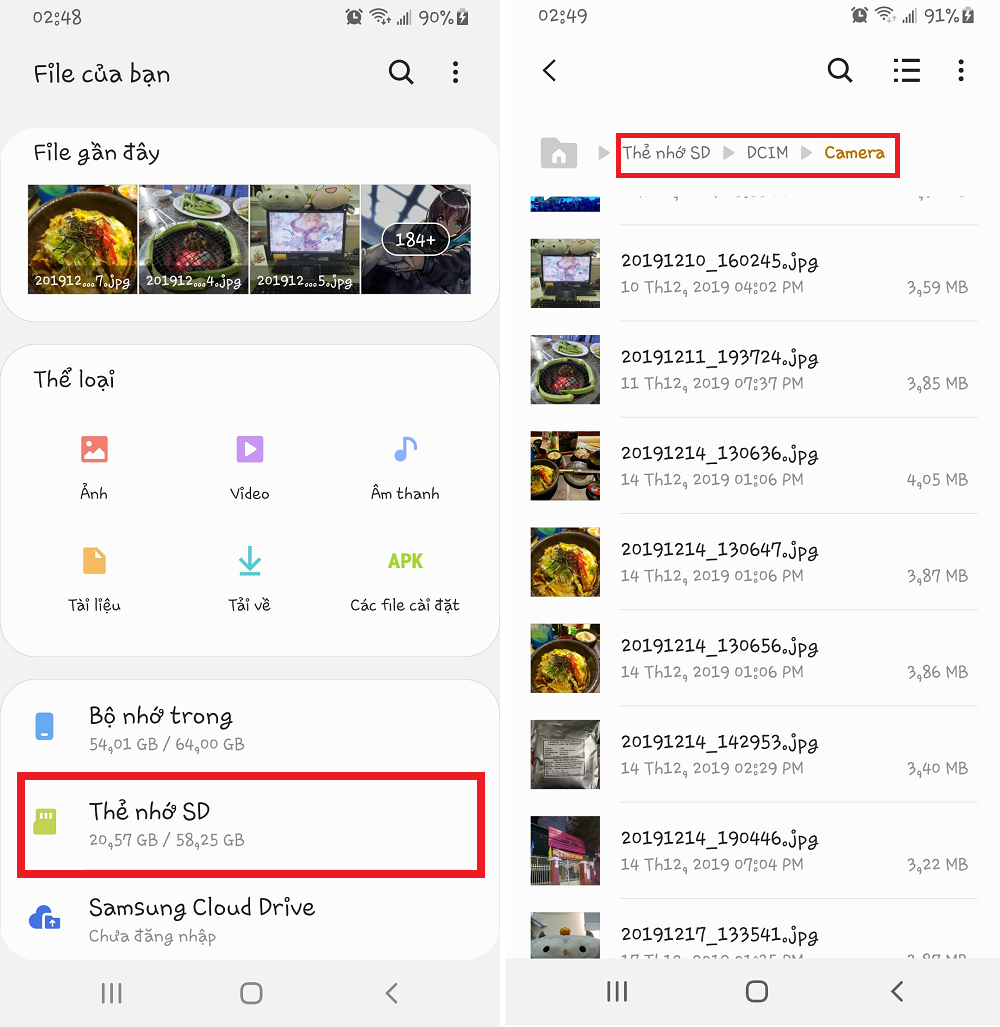 tạo tệp nén trên samsung