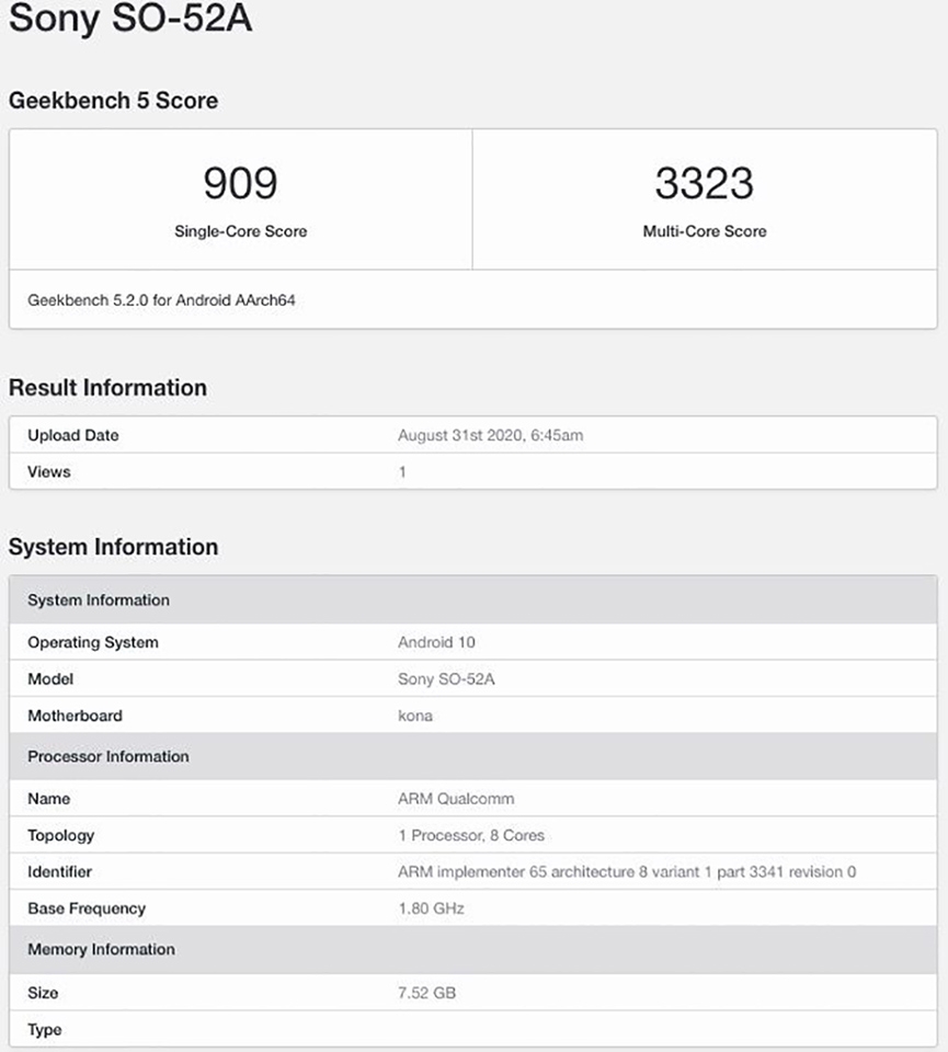 Sony Xperia 5 II lộ cấu hình trên Geekbench