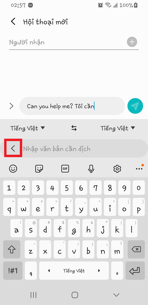 dịch trên bàn phím samsung