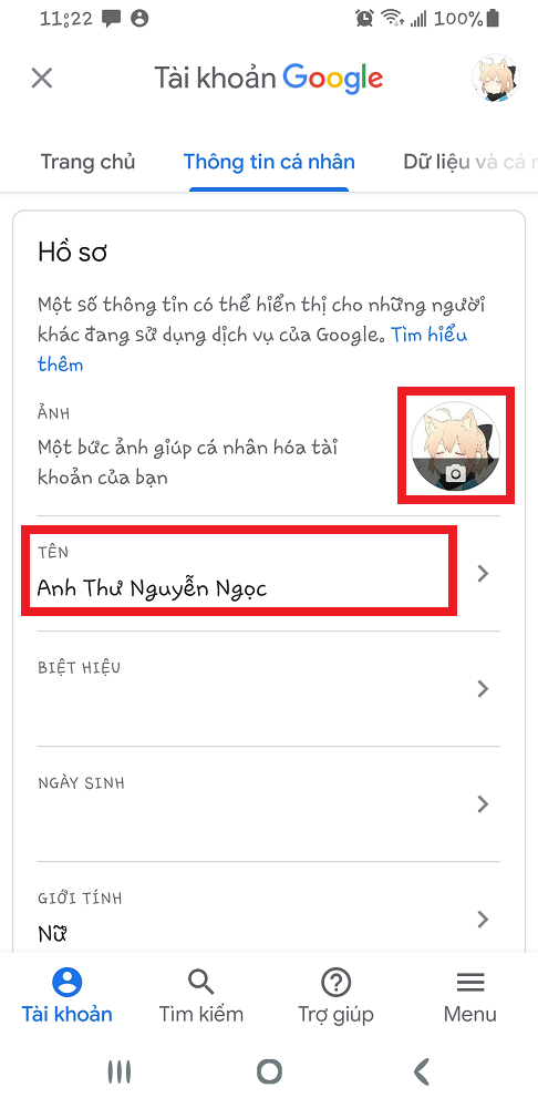 đổi tên và ảnh google meet