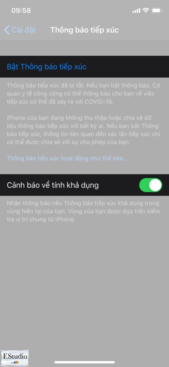 thông báo tiếp xúc ios 13.7