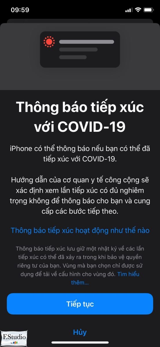 thông báo tiếp xúc ios 13.7