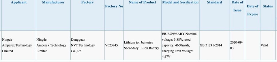 Pin Galaxy S21 series đạt chứng nhận 3C (ảnh 1)