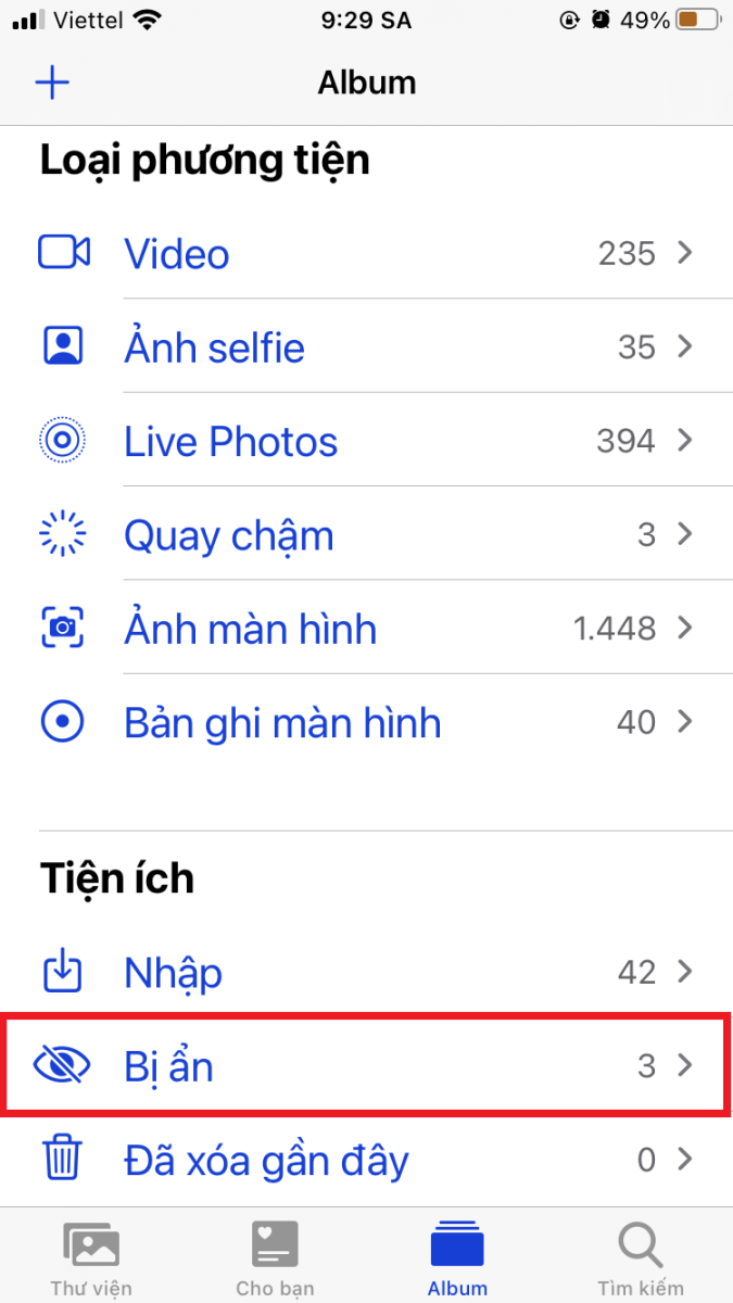 ẩn ảnh trên ios 14