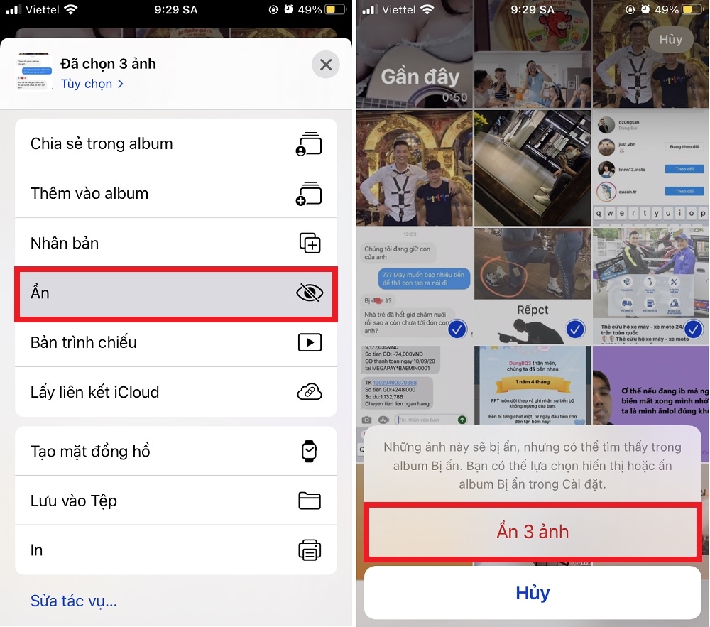 ẩn ảnh trên ios 14