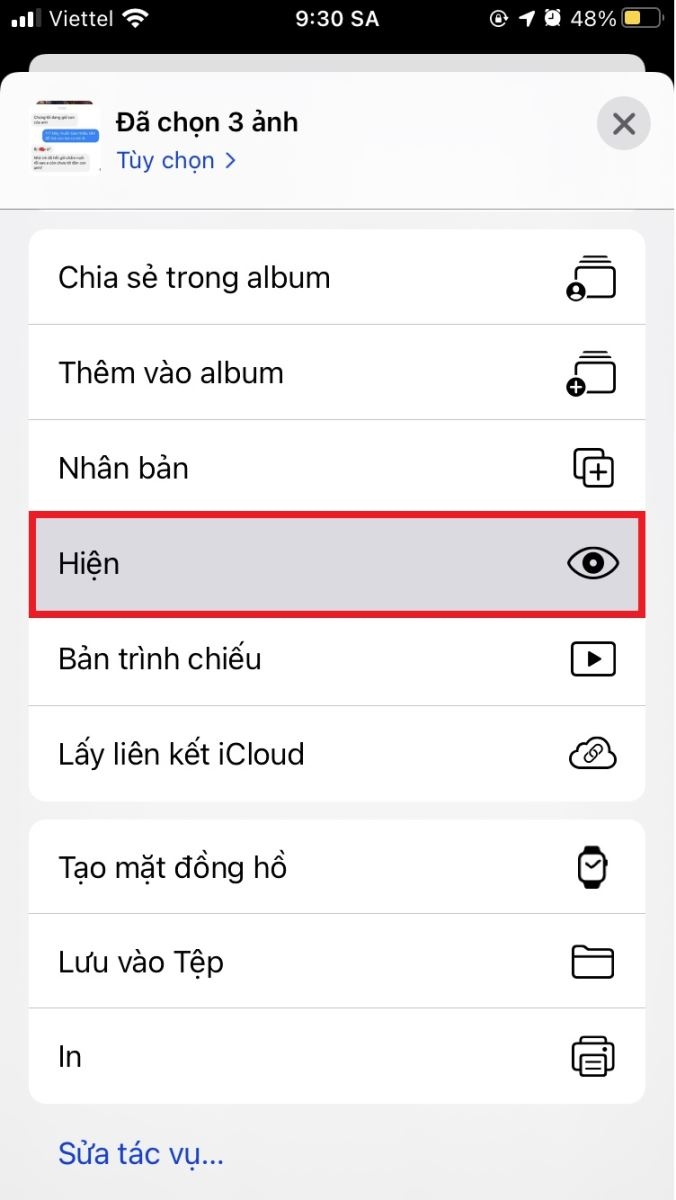 ẩn ảnh trên ios 14