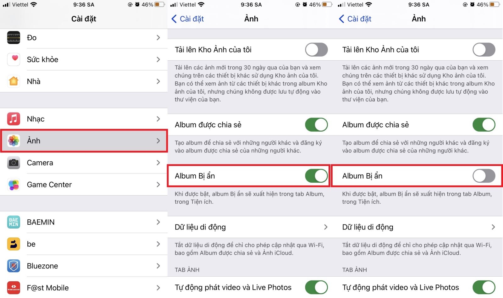 ẩn ảnh trên ios 14