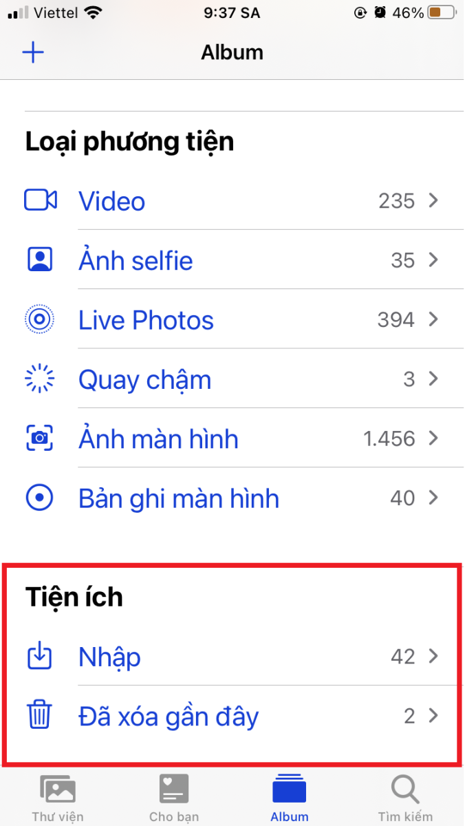 ẩn ảnh trên ios 14