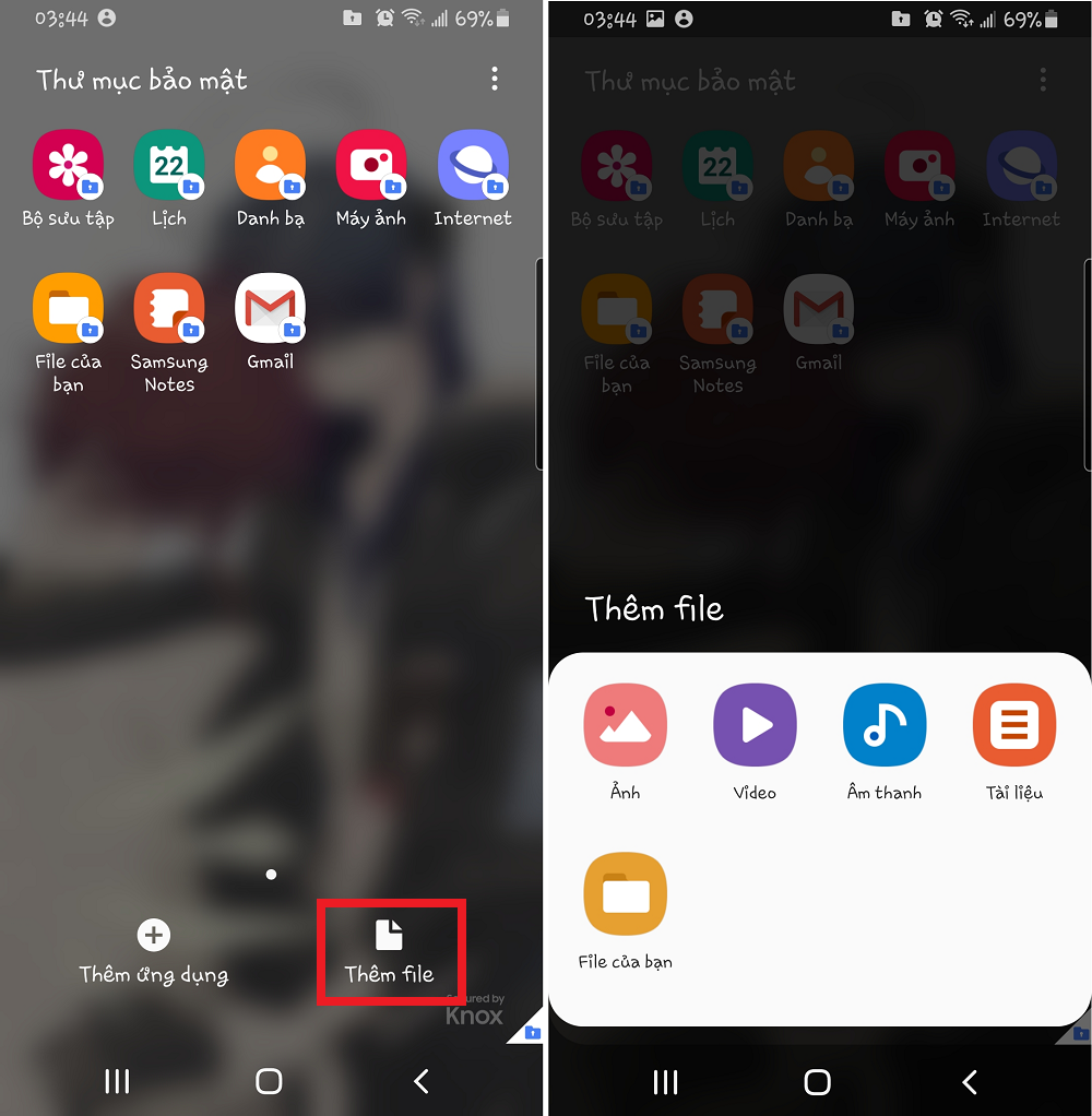 sử dụng thư mục bảo mật samsung