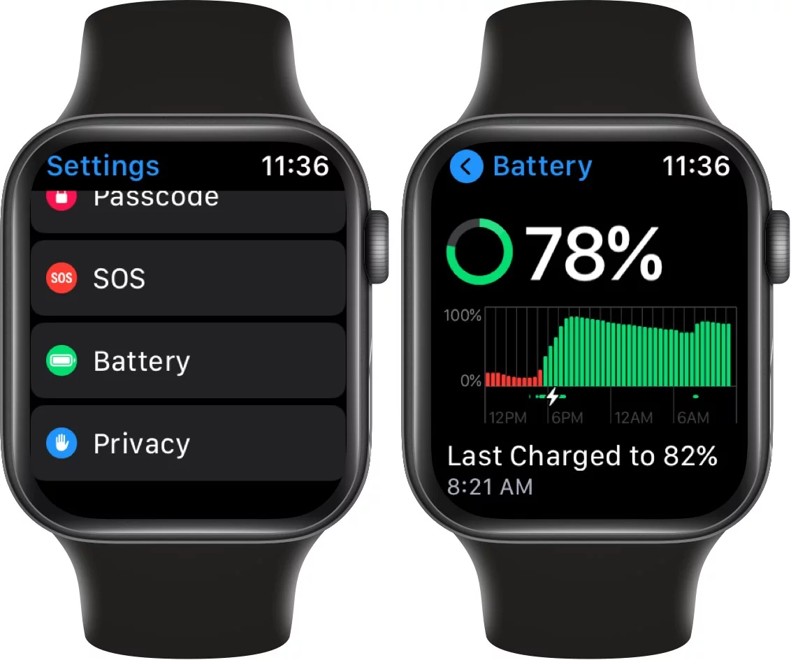 kiểm tra tình trạng pin trên watchos 7 - hình 2