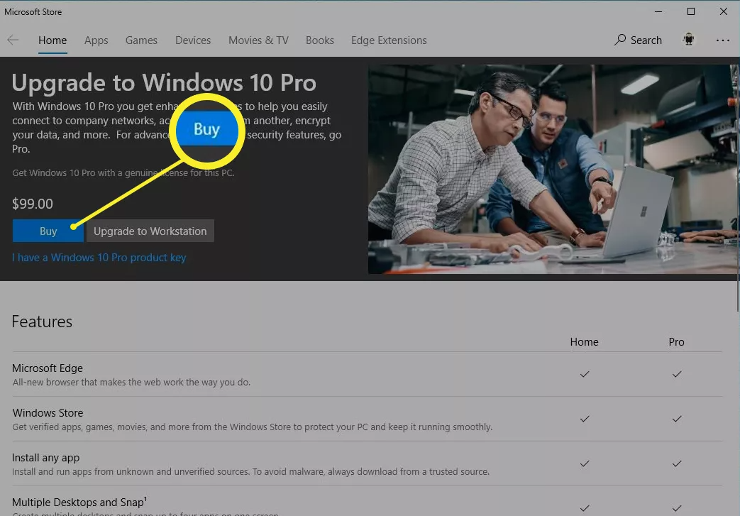 Update Windows 10 Home lên Windows 10 Pro qua Windows Store 06