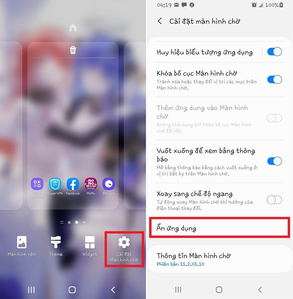 ẩn ứng dụng trên điện thoại Samsung