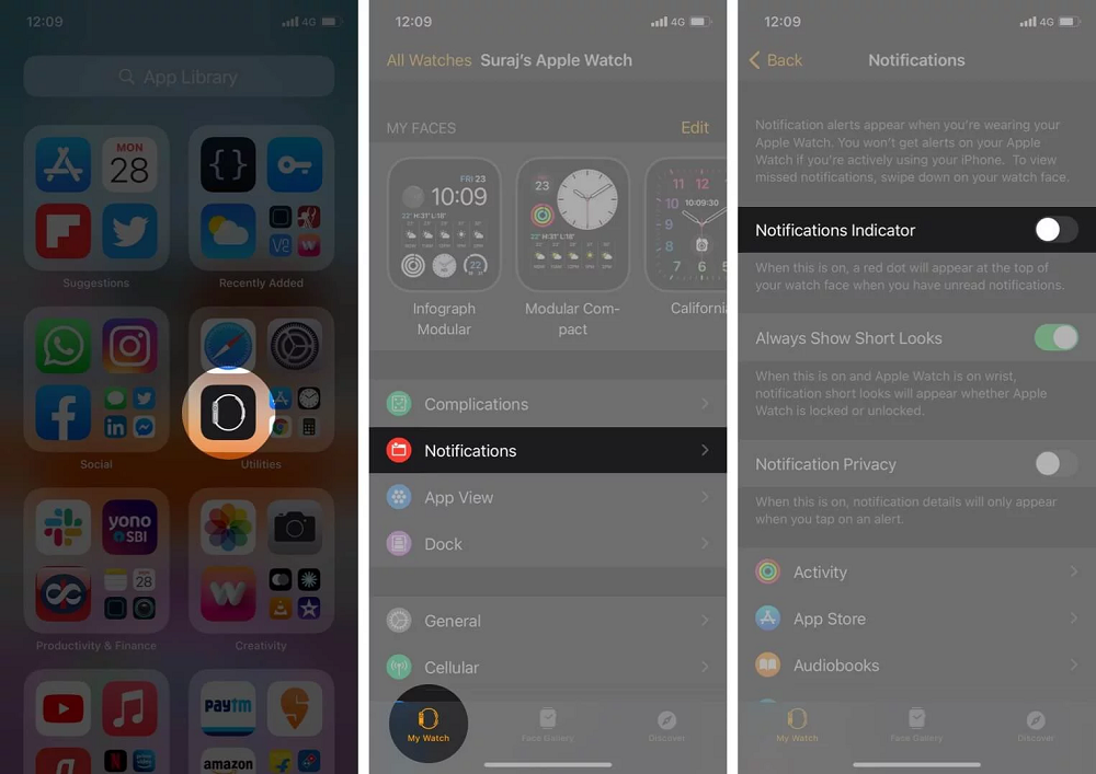 cách tắt dấu chấm đỏ trên màn hình apple watch
