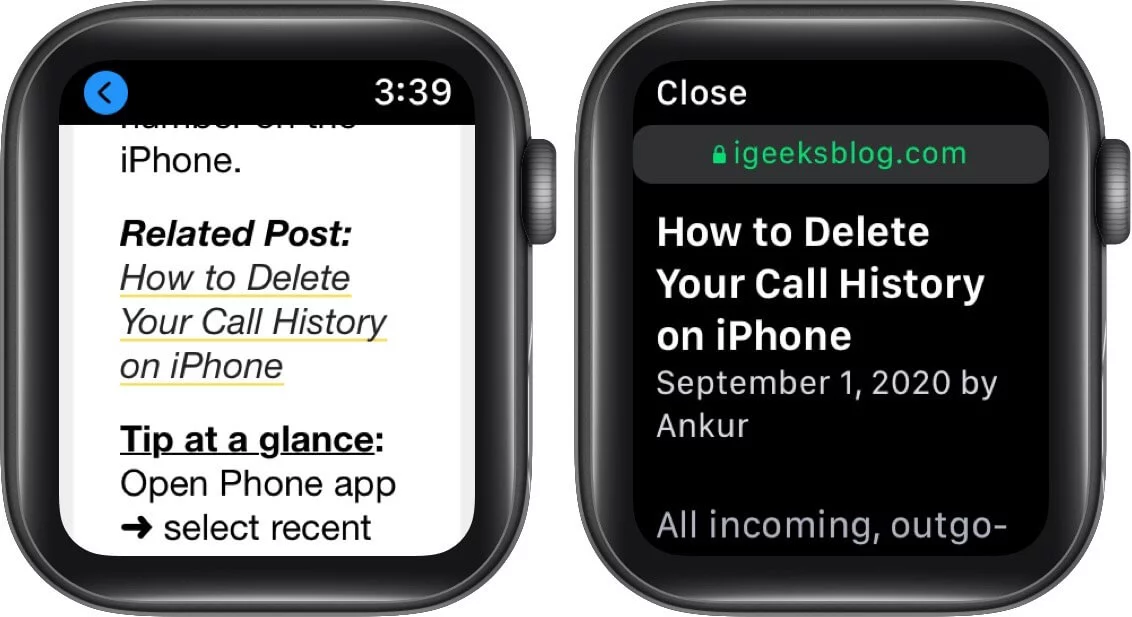 cách mở trang web trên apple watch
