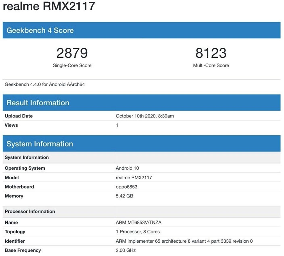 Realme Q2 xuất hiện trên Geekbench Realme Q2 xuất hiện trên Geekbench