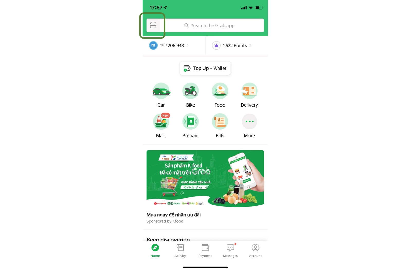 Hướng dẫn thanh toán bằng ví Moca Grab để được giảm 300.000VNĐ