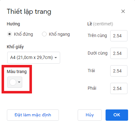 đổi màu nền google docs phiên bản web - hình 2