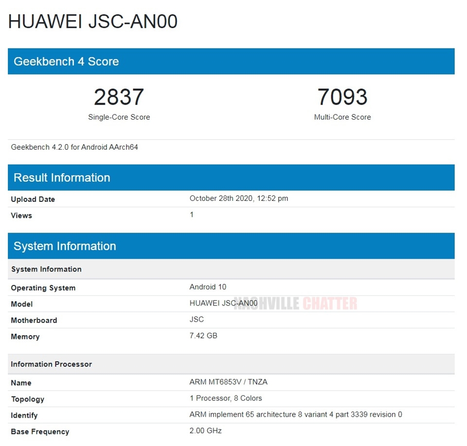 Huawei Nova 8 SE lộ cấu hình trên Geekbench Huawei Nova 8 SE lộ cấu hình trên Geekbench
