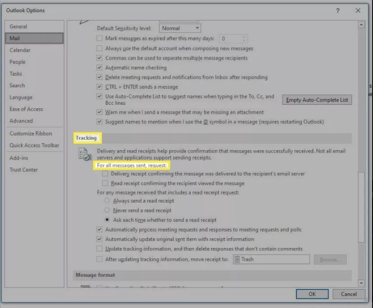 cách để biết người nhận đã đọc mail outlook