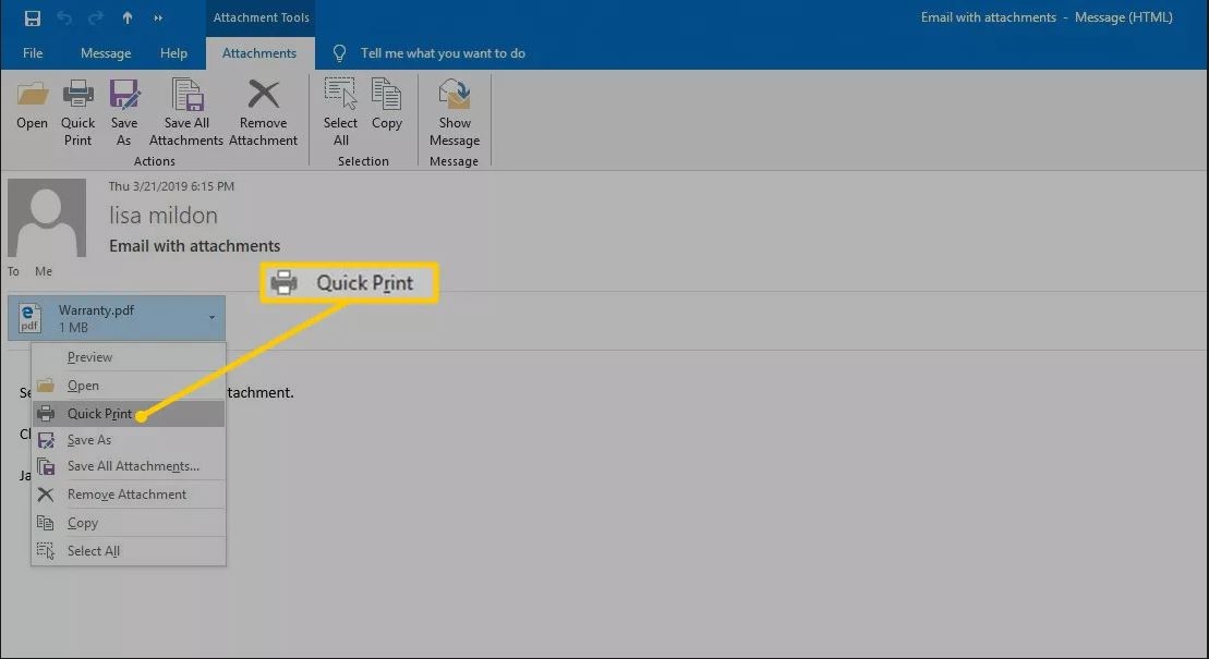 Cách in mail trong Outlook