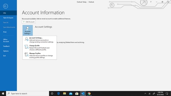 Đăng xuất Outlook trên Windows