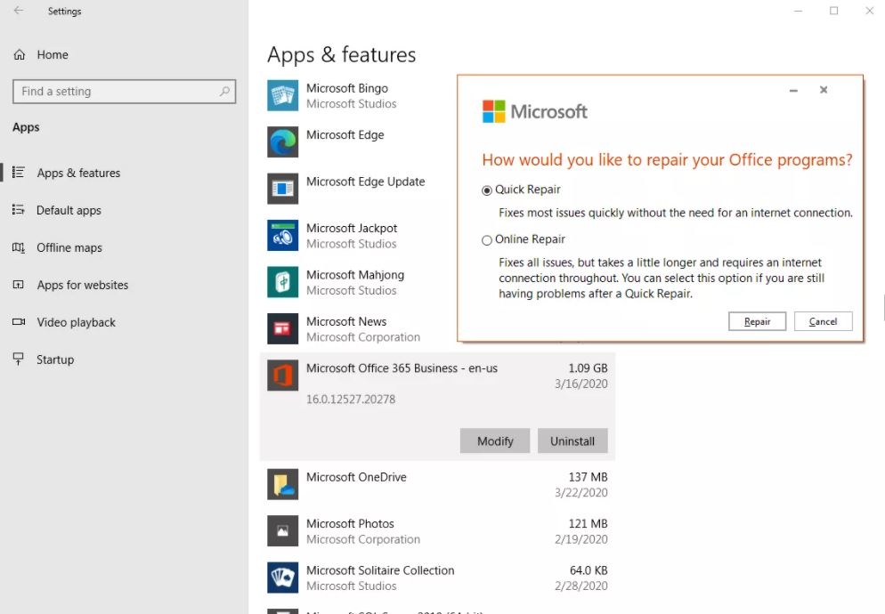 Sửa lỗi tìm kiếm trên Outlook