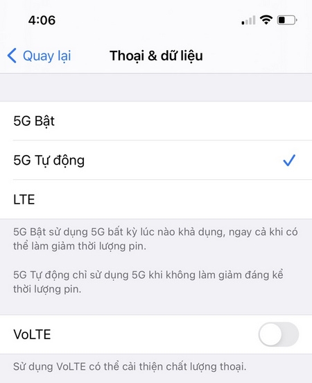 Bật 5G trên iPhone 12