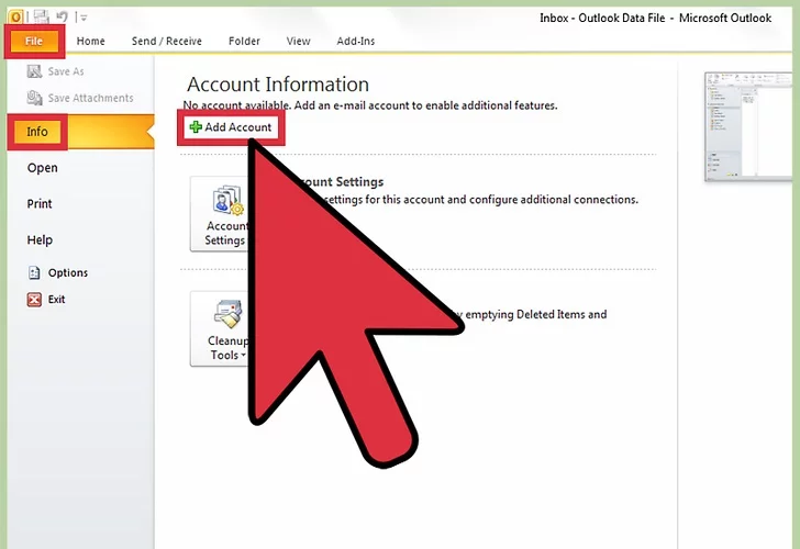 Cấu hình mail Outlook 2010