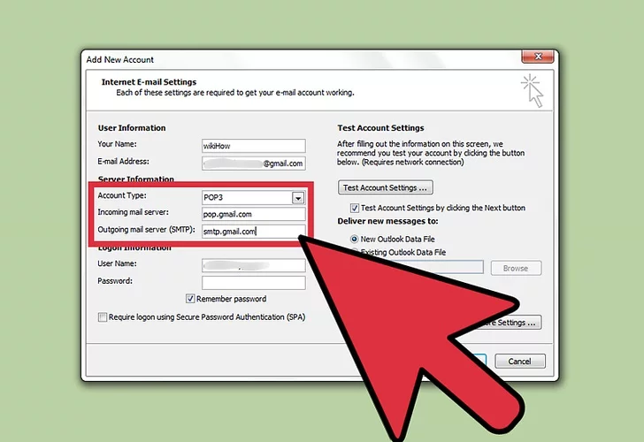 Cấu hình mail Outlook 2010