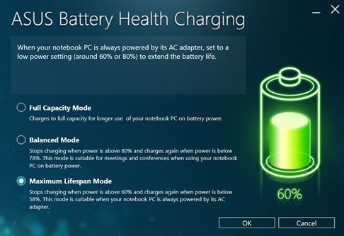 Cách cài đặt chế độ sạc pin laptop cho ASUS