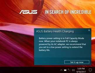 Cách cài đặt chế độ sạc pin laptop cho ASUS