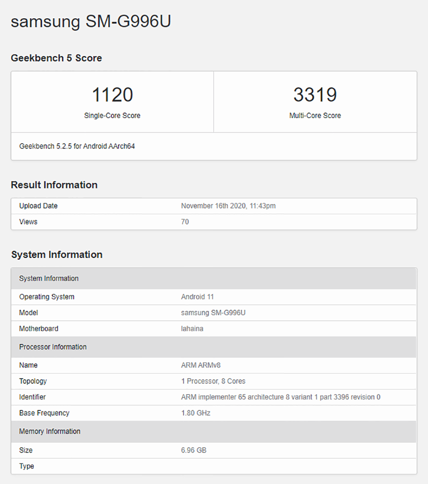 Galaxy S21+ xuất hiện trên Geekbench