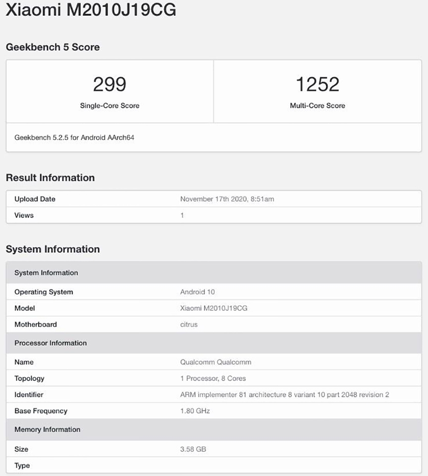Điện thoại POCO xuất hiện trên Geekbench Điện thoại POCO xuất hiện trên Geekbench