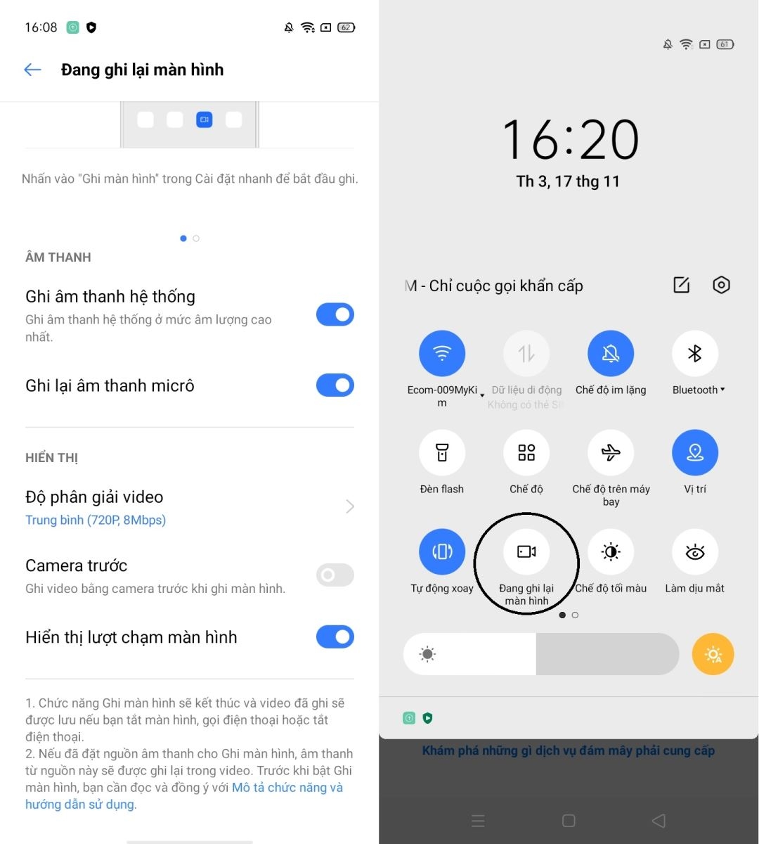 Ghi màn hình trên Realme C15