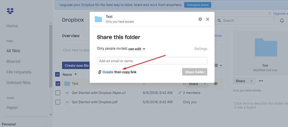 Chia sẻ file tự động qua Dropbox